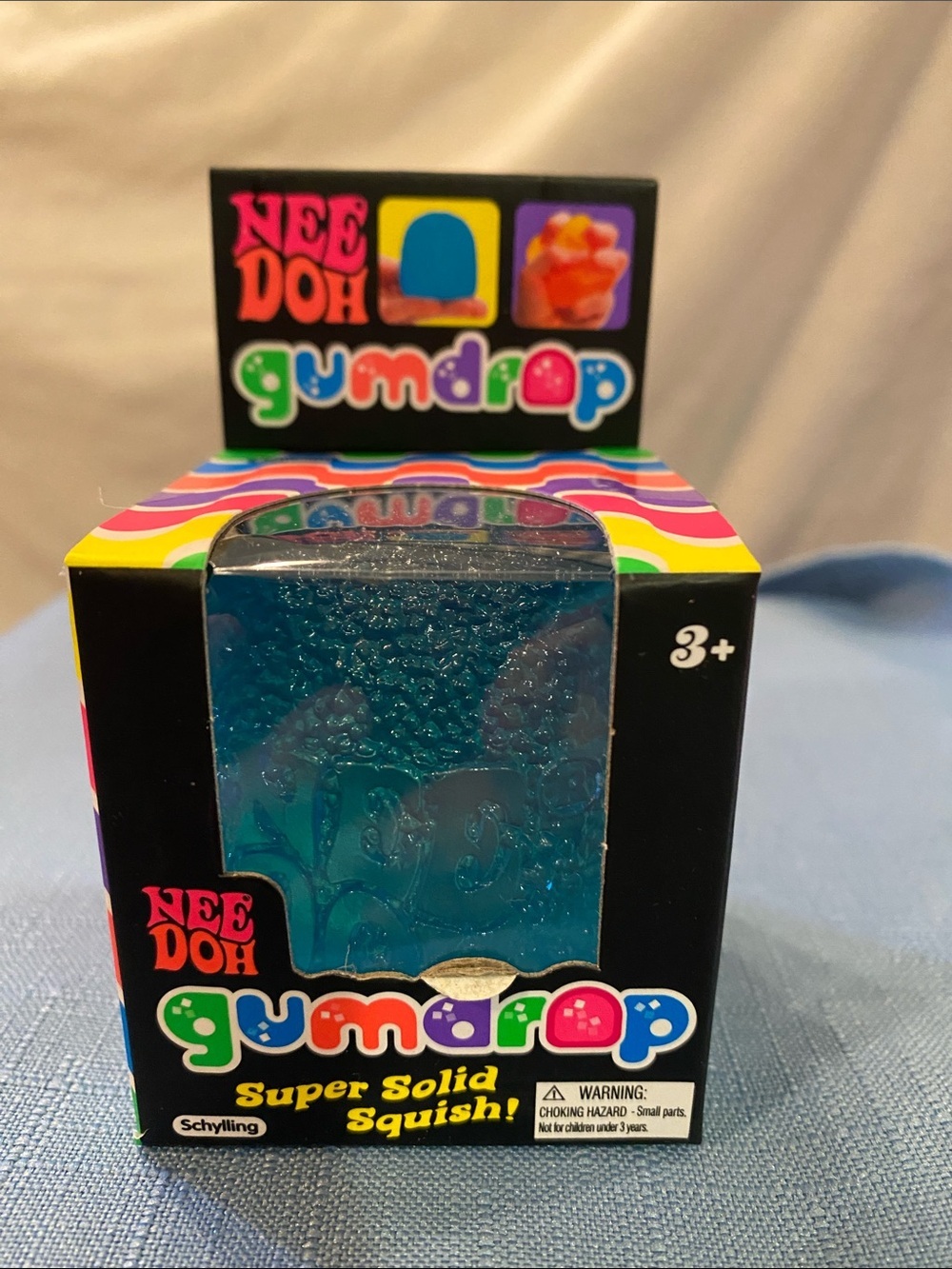 Nee Doh Gumdrop Super Solid Squish Squeezable Stress Reliever Blue